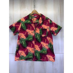 Vintage 1990s Bajan- Barbados Neon Color Mens Button Front Shirt-7975